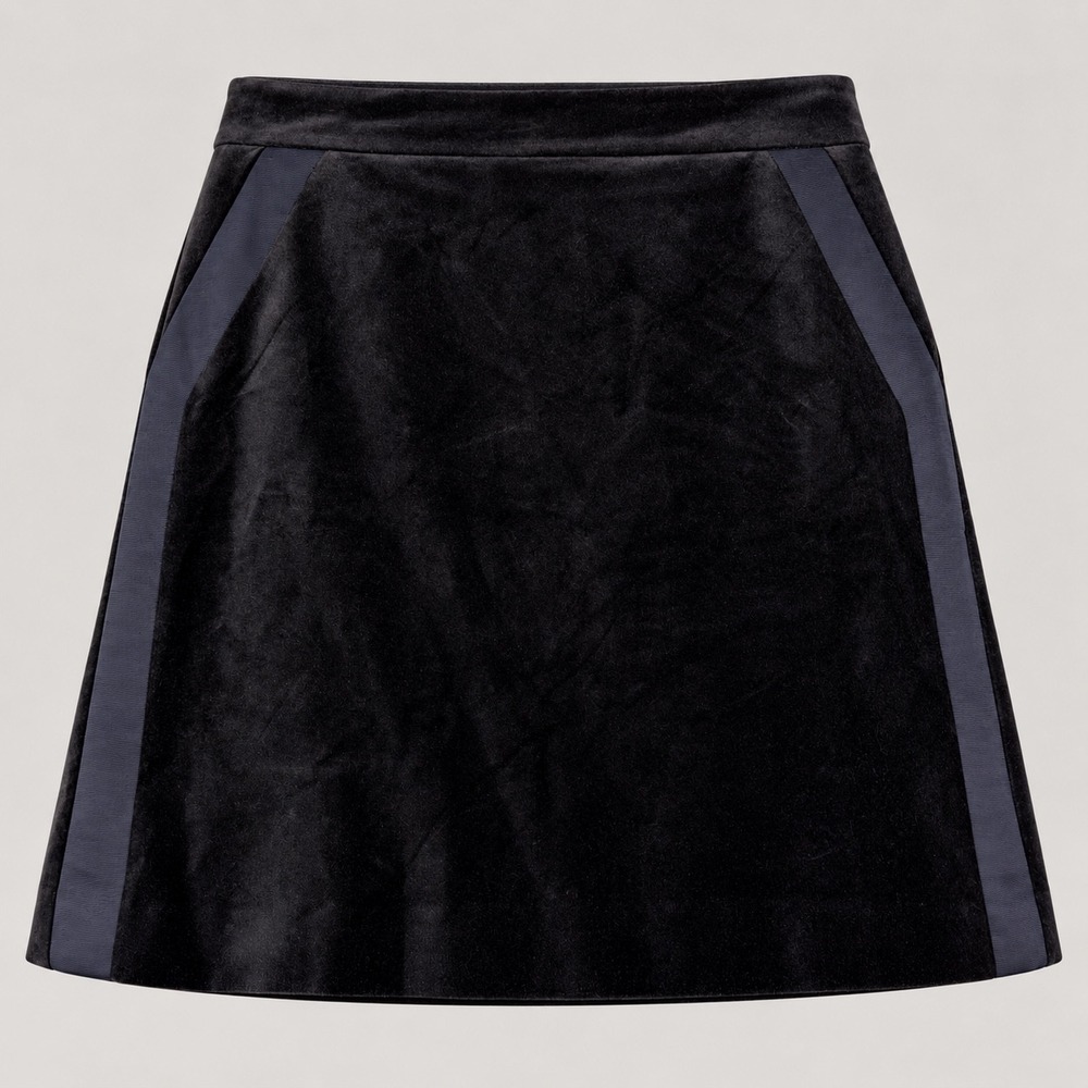 Ann Taylor Brown Velvet A-Line Mini Skirt 8 Tuxedo Grosgrain Trim Dark Academia